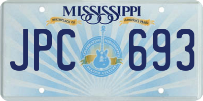 MS license plate JPC693