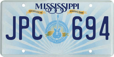 MS license plate JPC694