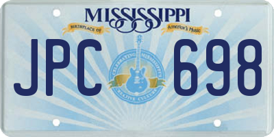 MS license plate JPC698