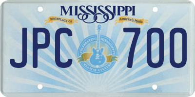 MS license plate JPC700