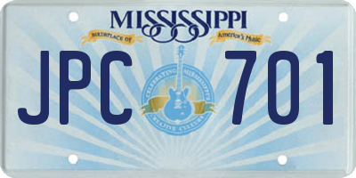 MS license plate JPC701