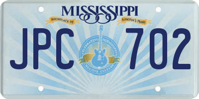 MS license plate JPC702
