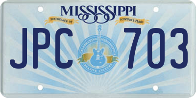MS license plate JPC703