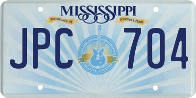 MS license plate JPC704