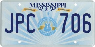 MS license plate JPC706