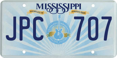 MS license plate JPC707