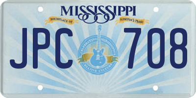 MS license plate JPC708