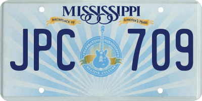 MS license plate JPC709