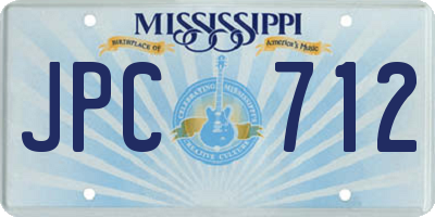 MS license plate JPC712