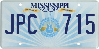 MS license plate JPC715