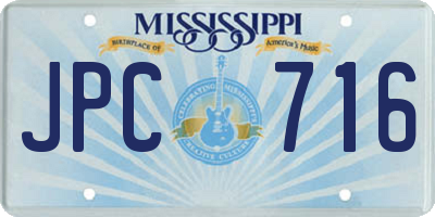 MS license plate JPC716