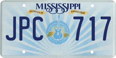 MS license plate JPC717