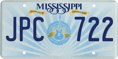 MS license plate JPC722