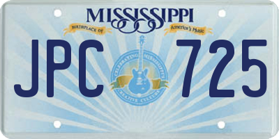 MS license plate JPC725