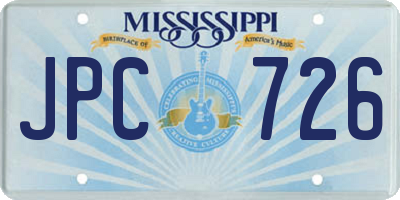 MS license plate JPC726