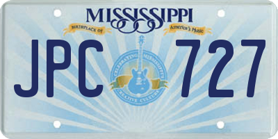 MS license plate JPC727