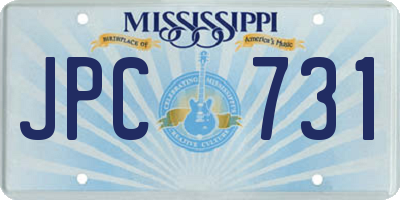 MS license plate JPC731