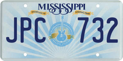 MS license plate JPC732