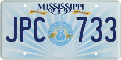 MS license plate JPC733