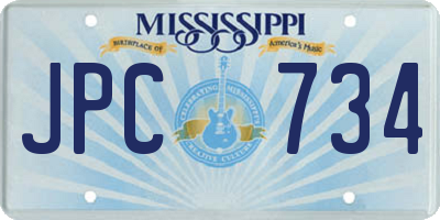 MS license plate JPC734