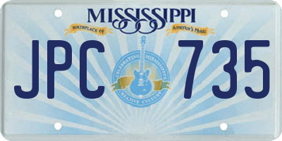 MS license plate JPC735