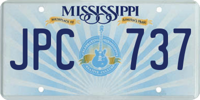 MS license plate JPC737