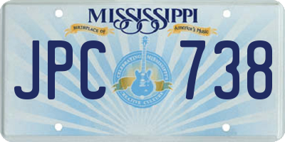 MS license plate JPC738