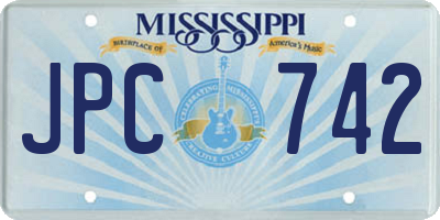 MS license plate JPC742