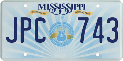 MS license plate JPC743