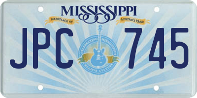 MS license plate JPC745
