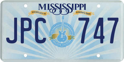 MS license plate JPC747
