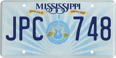 MS license plate JPC748