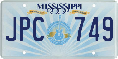 MS license plate JPC749
