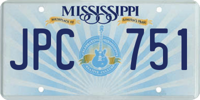 MS license plate JPC751
