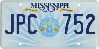 MS license plate JPC752