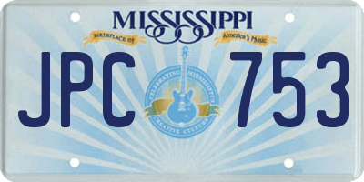 MS license plate JPC753