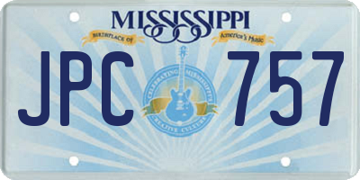 MS license plate JPC757