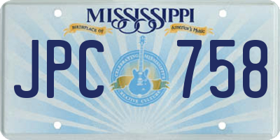 MS license plate JPC758