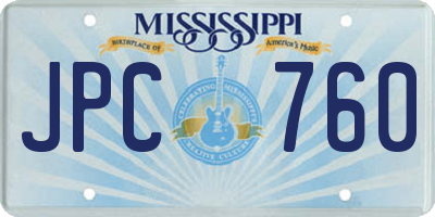MS license plate JPC760