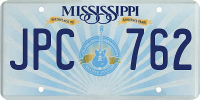 MS license plate JPC762
