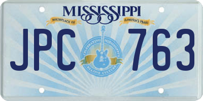 MS license plate JPC763