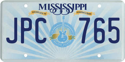 MS license plate JPC765