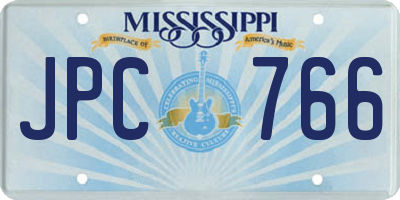MS license plate JPC766