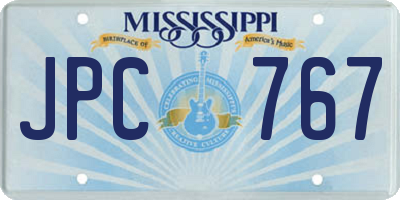 MS license plate JPC767