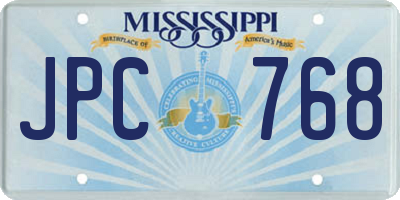 MS license plate JPC768