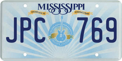 MS license plate JPC769