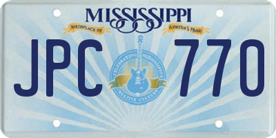 MS license plate JPC770