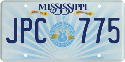 MS license plate JPC775