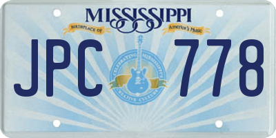 MS license plate JPC778