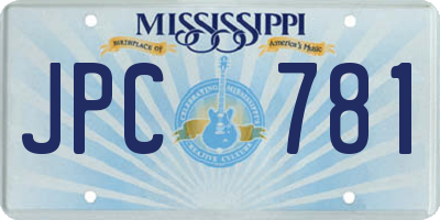 MS license plate JPC781